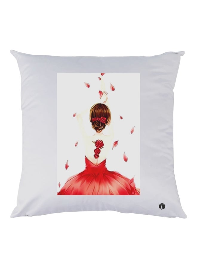 بي بي وسادة ديكور مطبوعة أبيض/أحمر/بني 30x30سم