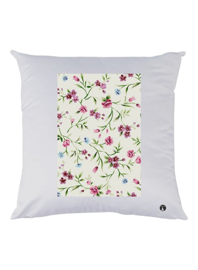 BP Decorative Printed Throw Pillow White/Purple/Green 30x30cm