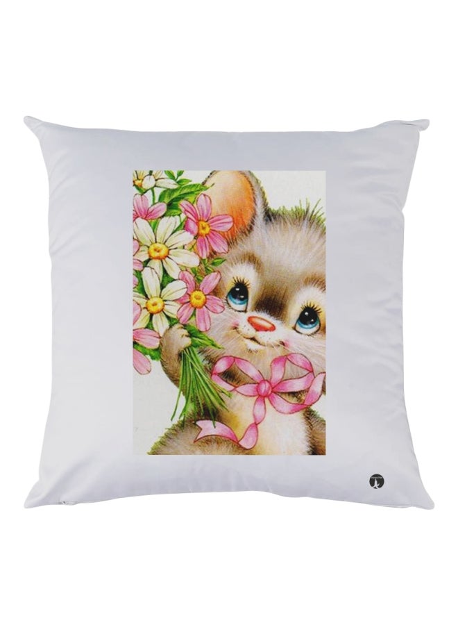 بي بي وسادة ديكور مزينة بطبعات أبيض/بني/أخضر 30x30سم