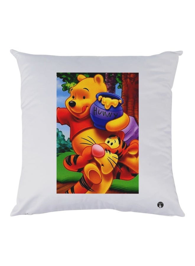 BP Decorative Printed Throw Pillow White/Yellow/Red 30x30cm