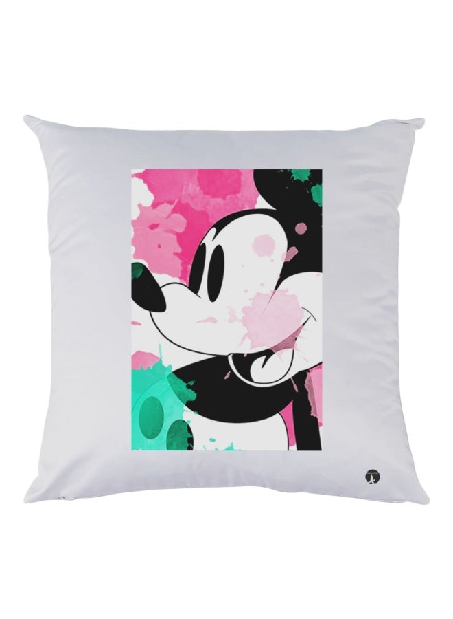 بي بي وسادة ديكور مزينة بطبعات أبيض/أسود/وردي 30x30سم