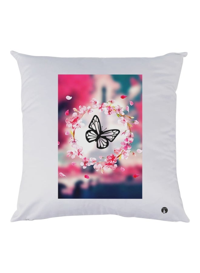 بي بي وسادة ديكور مزينة بطبعات أبيض/وردي/أسود 30x30سم