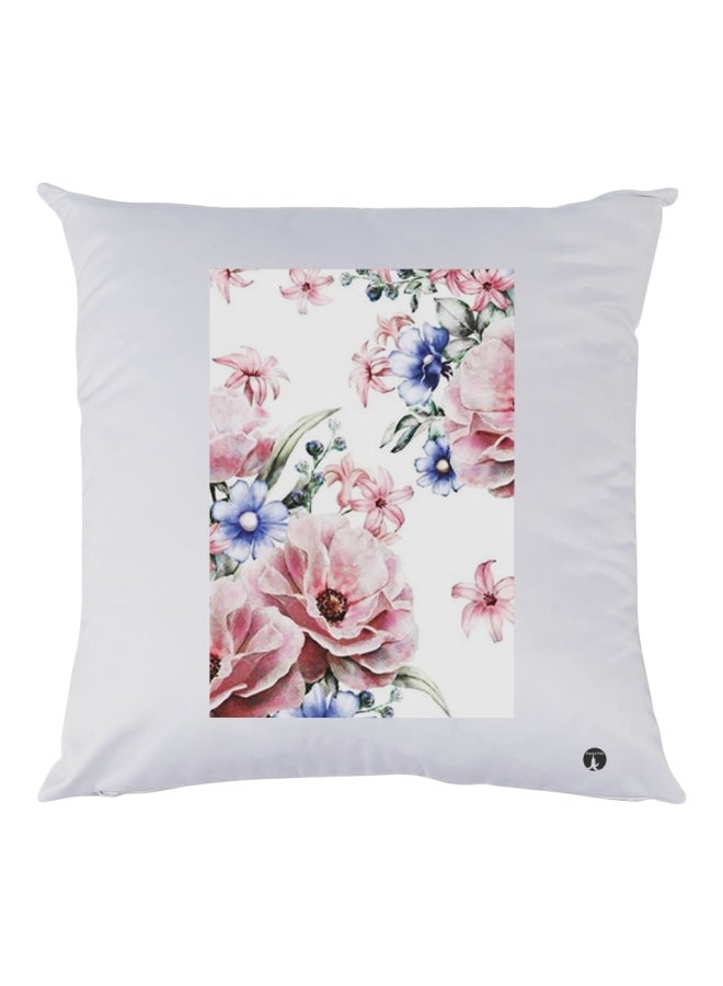 BP Decorative Printed Throw Pillow White/Pink/Blue 30x30cm