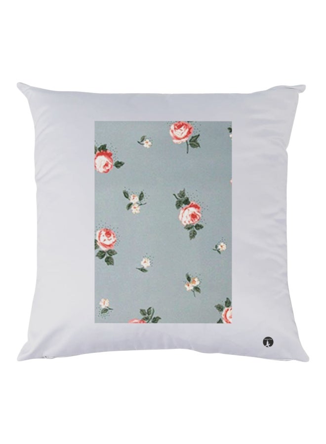 بي بي وسادة ديكور مزينة بطبعات وردي/أخضر/أبيض 30x30سم