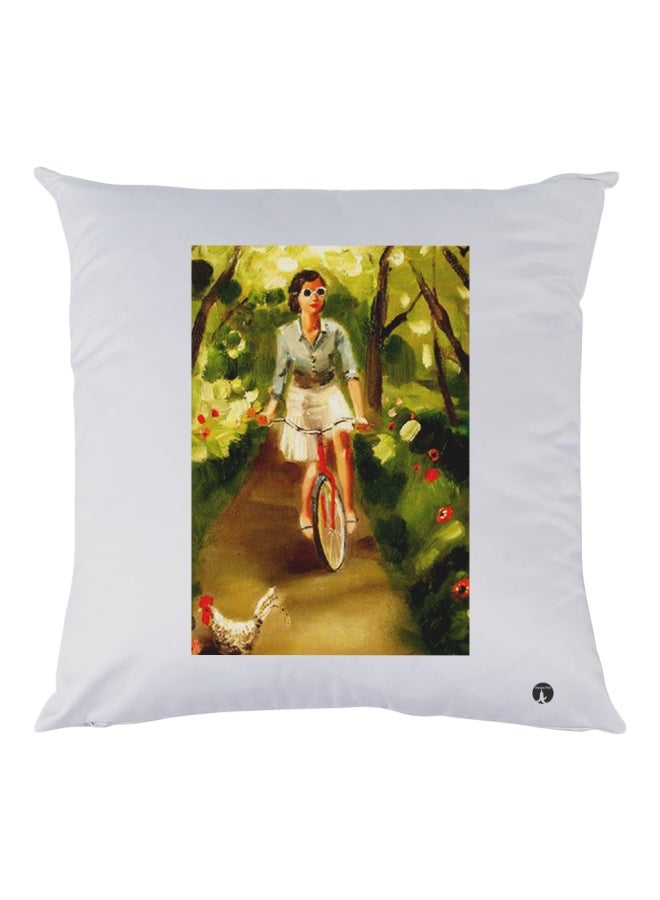 BP Decorative Printed Throw Pillow White/Green/Red 30x30cm