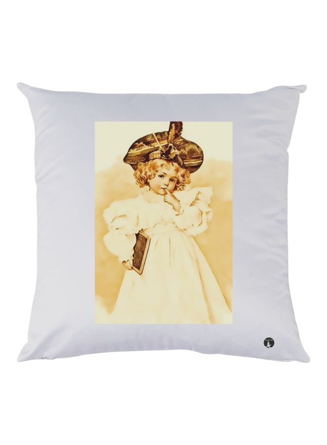 BP Girl Printed Decorative Throw Pillow White/Beige/Brown 30x30cm