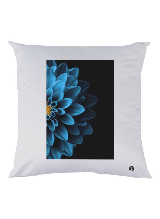 بي بي وسادة زينة مطبوع عليها رسمة زهور أبيض/ أزرق/ أسود 30x30سم