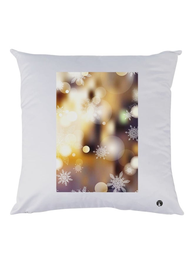 بي بي وسادة زينة للديكور بطبعة على شكل ندف ثلج بني/أصفر/أبيض 30x30سم