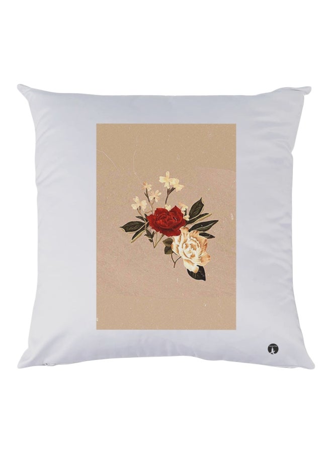 بي بي وسادة زينة للديكور مزينة بطبعة زهور أبيض/أحمر/أخضر 30x30سم
