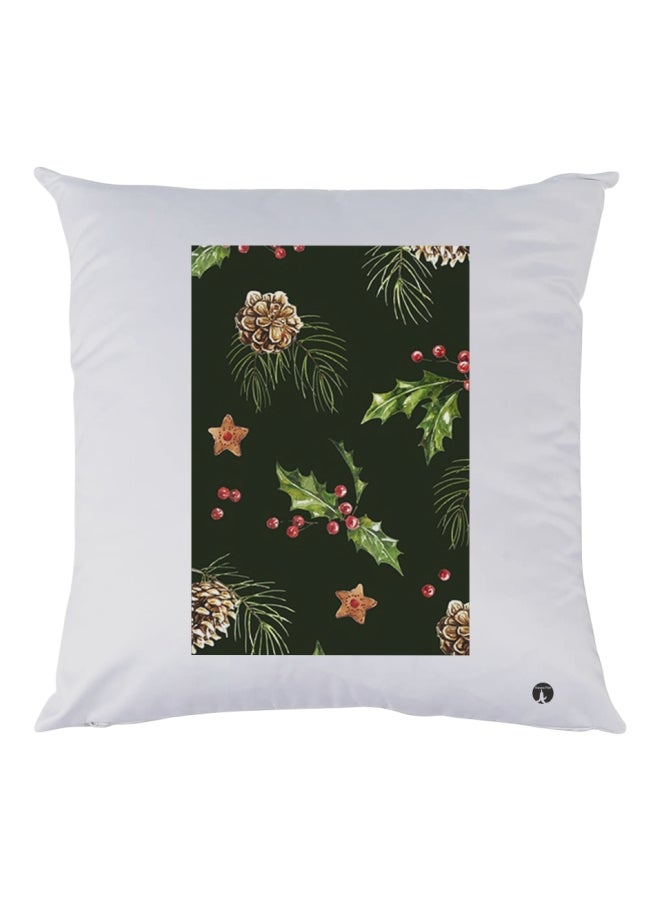 بي بي وسادة مزخرفة بتفاصيل مطبوعة وردي/أخضر/أبيض 30x30سم