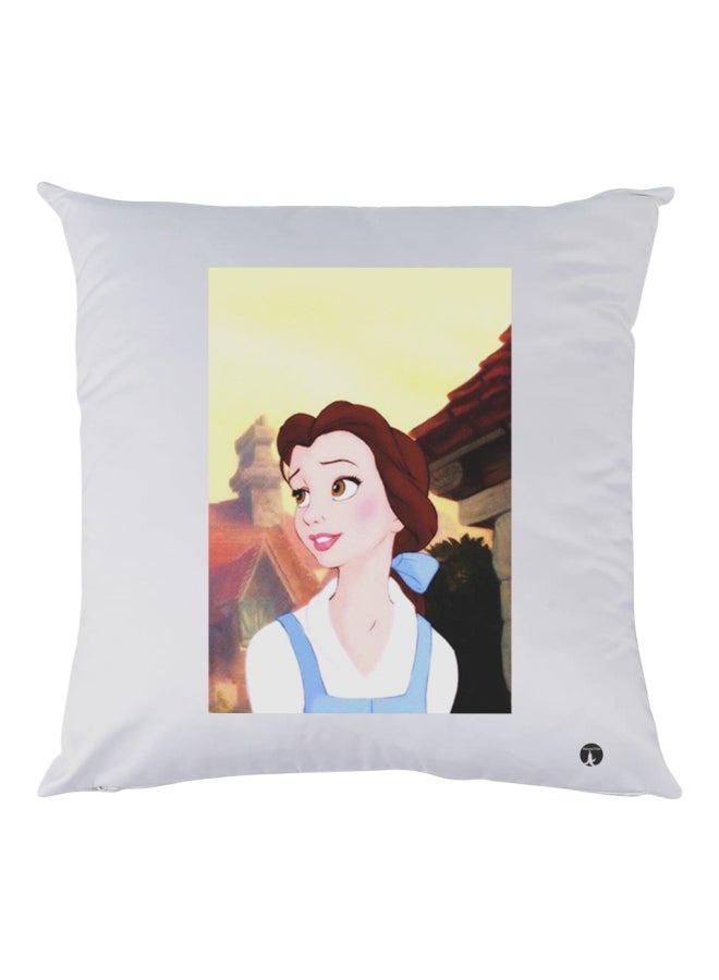 بي بي وسادة مزخرفة بتفاصيل مطبوعة أبيض/أصفر/أزرق 30x30سم