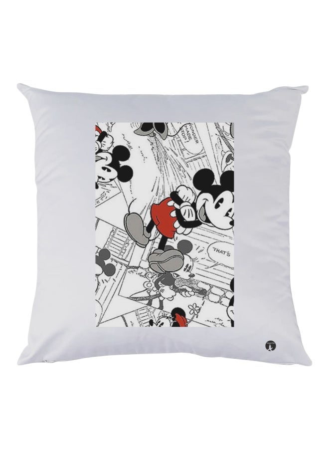 بي بي وسادة زينة مزينة بطبعة ميكي ماوس أبيض/أسود/أحمر 30x30سم