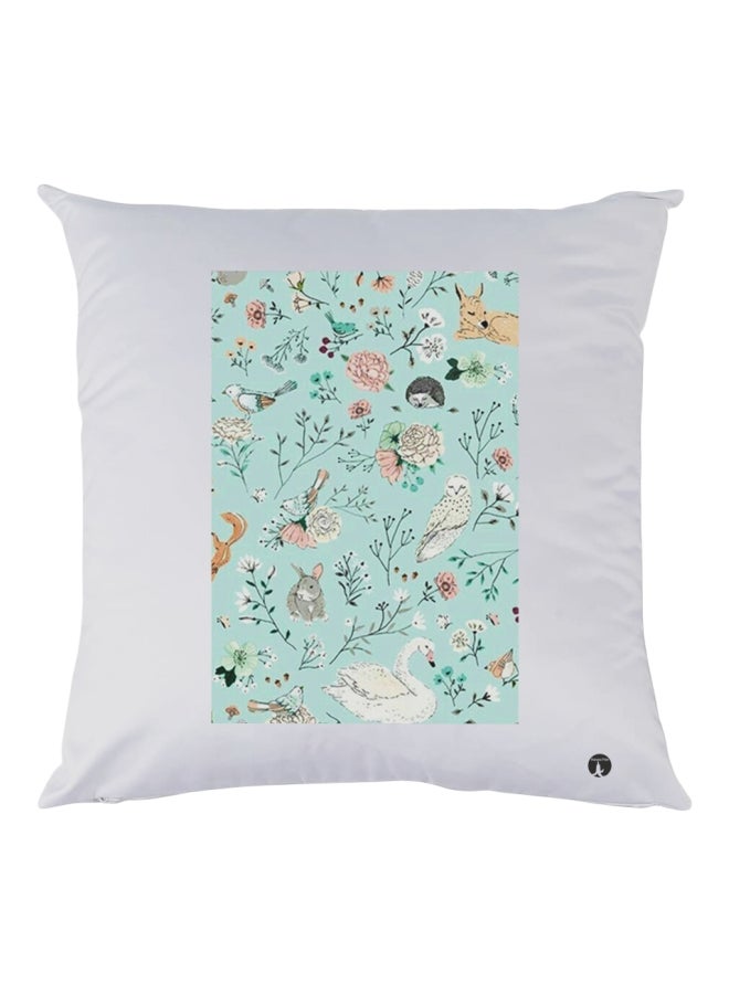 BP Printed Decorative Throw Pillow White/Blue/Pink 30x30cm