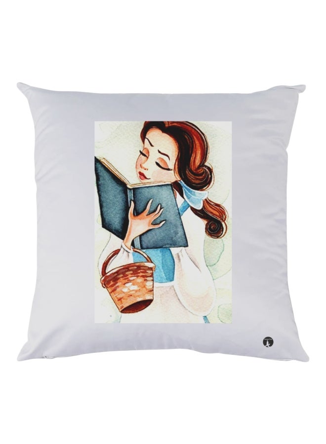 بي بي وسادة ديكور مزينة بطبعات أبيض/بني/ بيج 30x30سم