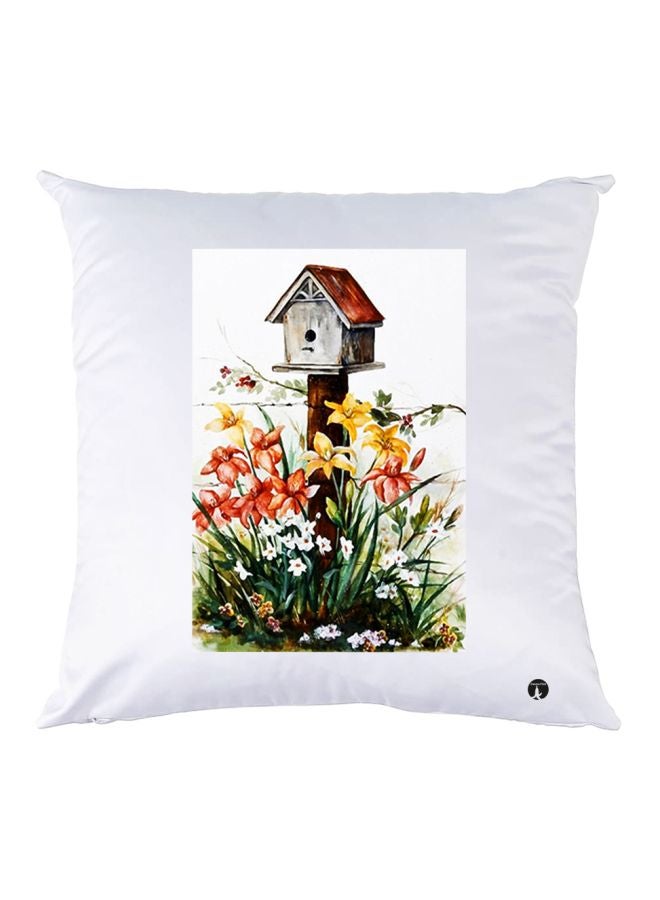 BP Decorative Printed Throw Pillow White/Black/Yellow 30x30cm