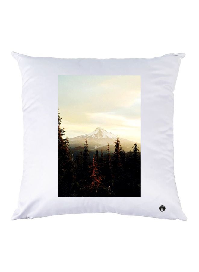 بي بي وسادة زينة بطبعة جبال أبيض/بيج/أسود 30x30سم