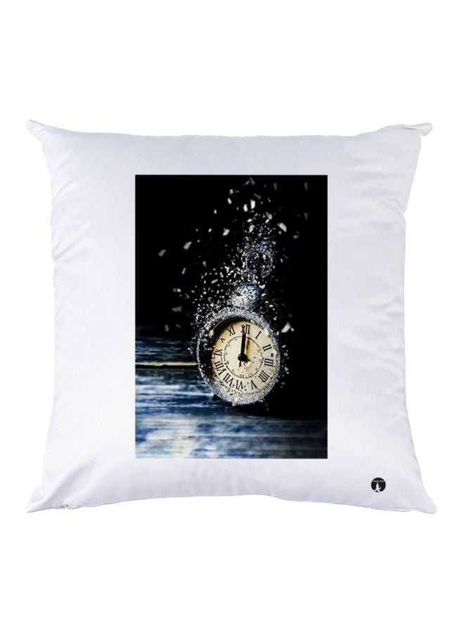 بي بي وسادة زينة مطبوع عليها ساعة أبيض/أسود/بيج 30x30سم