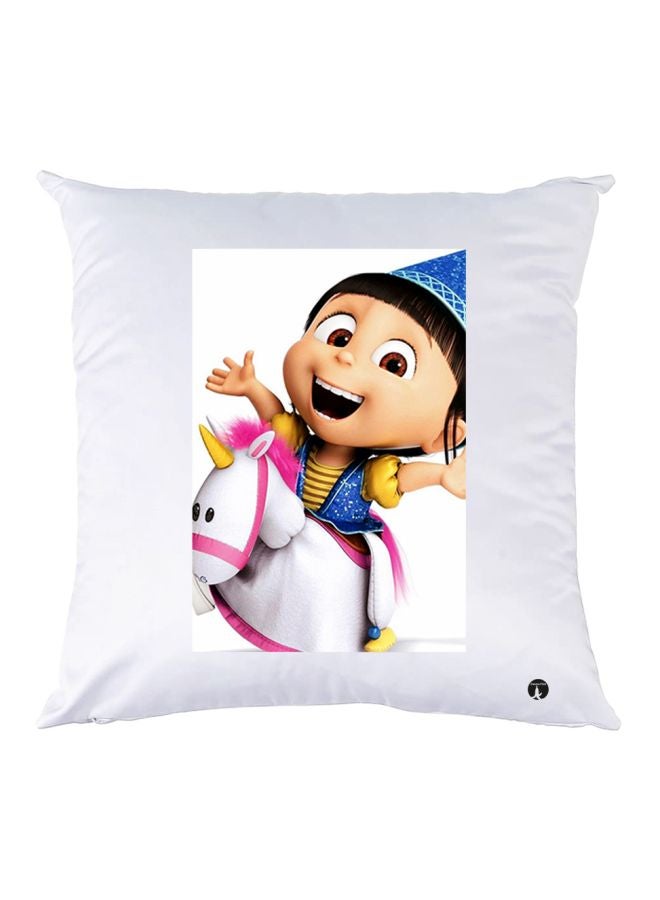 BP Cartoon Printed Throw Pillow White/Beige/Pink 30x30cm
