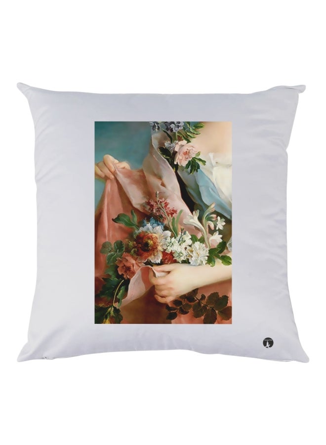 بي بي وسادة ديكور مزينة بطبعات أبيض/وردي/أخضر 30x30سم