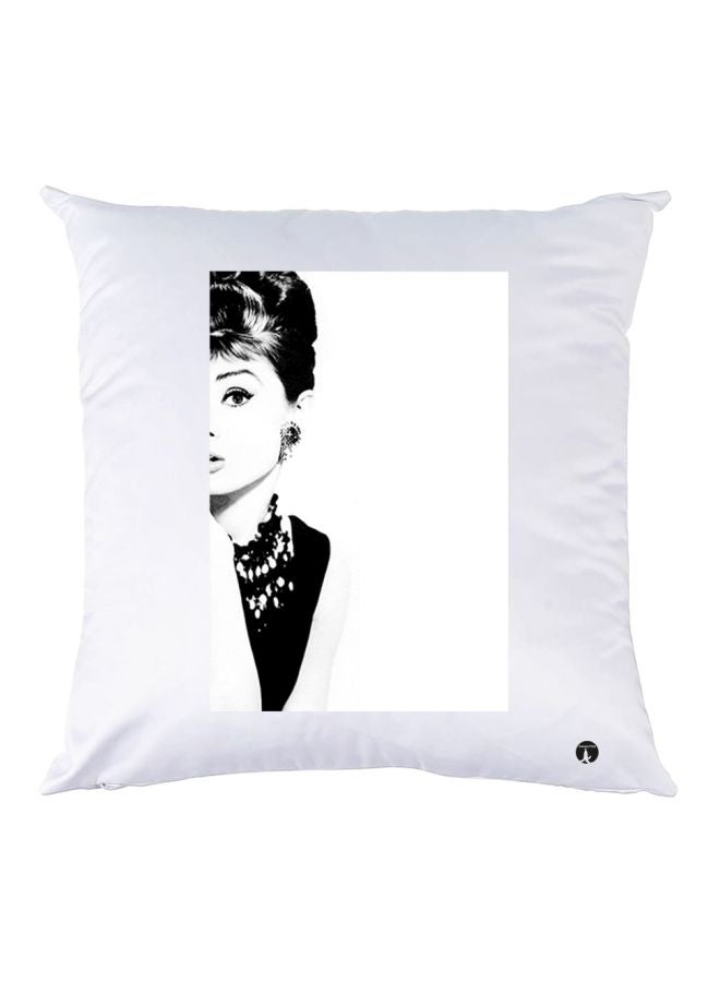 بي بي وسادة ديكور مزينة بطبعات أبيض/أسود/رمادي 30x30سم