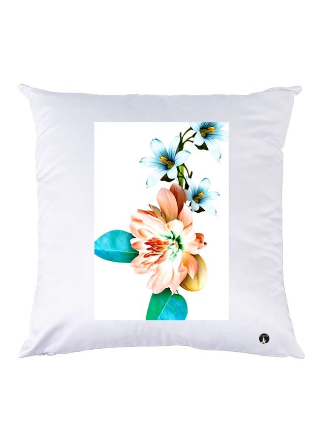 BP Floral Printed Throw Pillow White/Blue/Pink 30x30cm