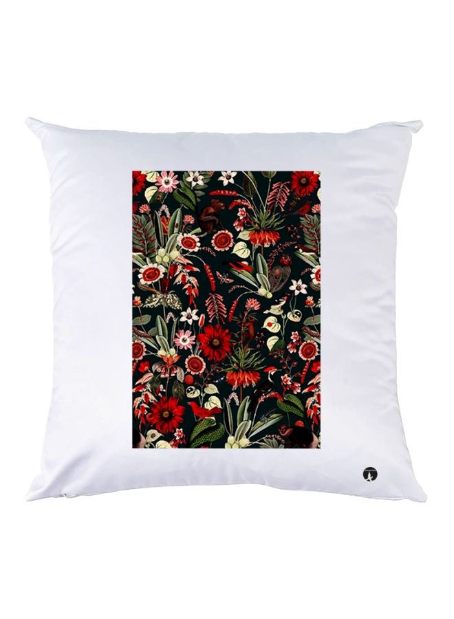 بي بي غطاء وسادة مطبوع عليه زهور أبيض/أحمر/أخضر 30x30سم