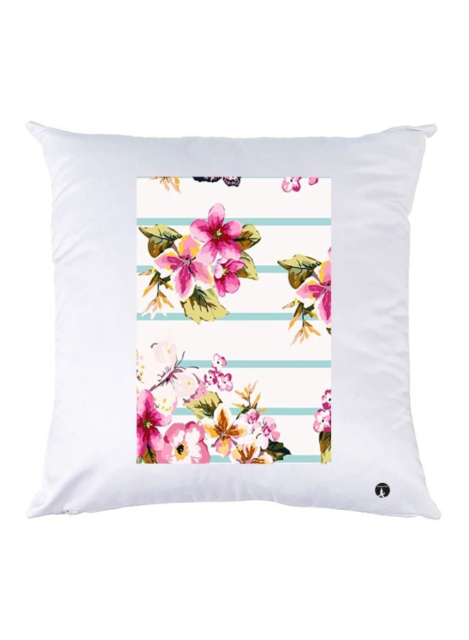 BP Floral Printed Throw Pillow White/Pink/Green 30x30cm