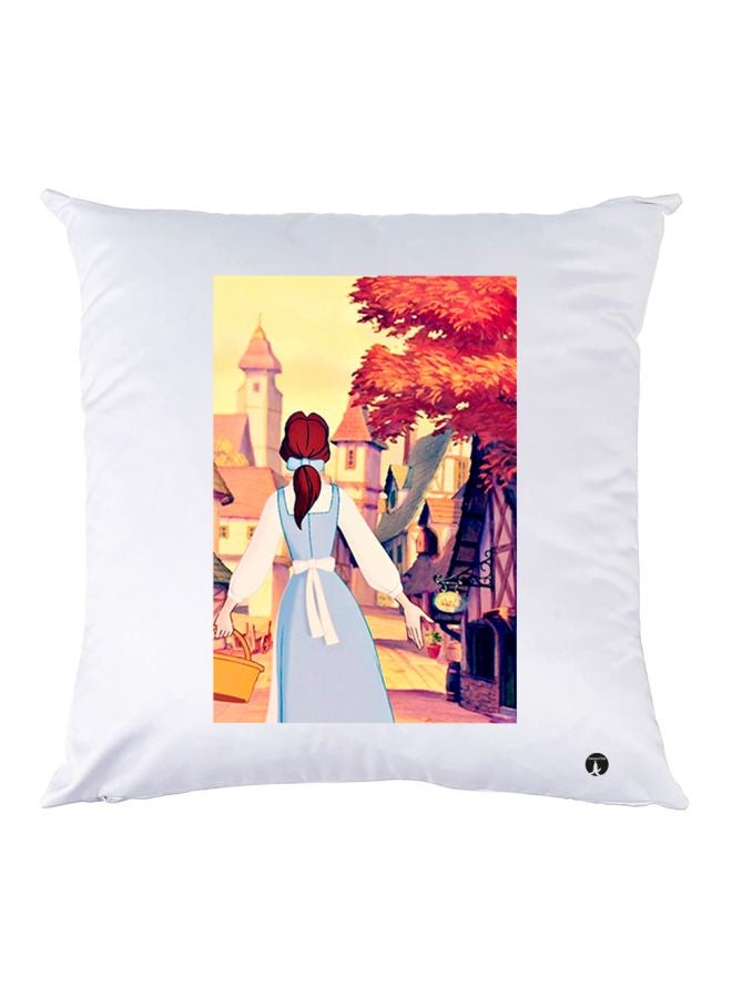 BP Printed Throw Pillow White/Brown/Blue 30x30cm