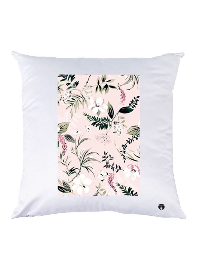 بي بي غطاء وسادة مطبوع عليه زهور وردي/أخضر/أبيض 30x30سم