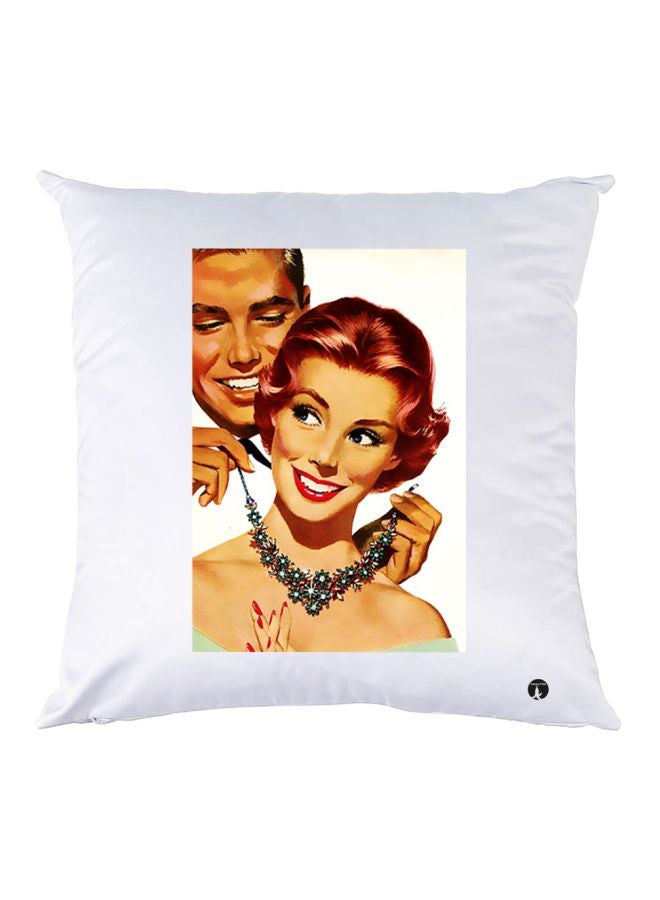 BP Printed Throw Pillow White/Beige/Brown 30x30cm