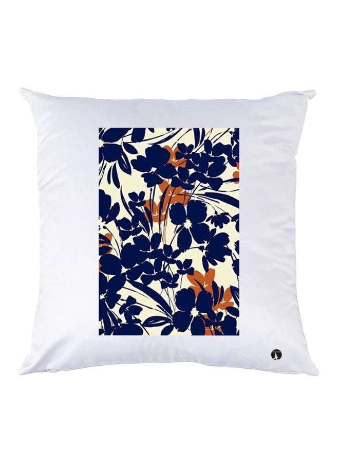 BP Floral Printed Throw Pillow White/Blue/Brown 30x30cm