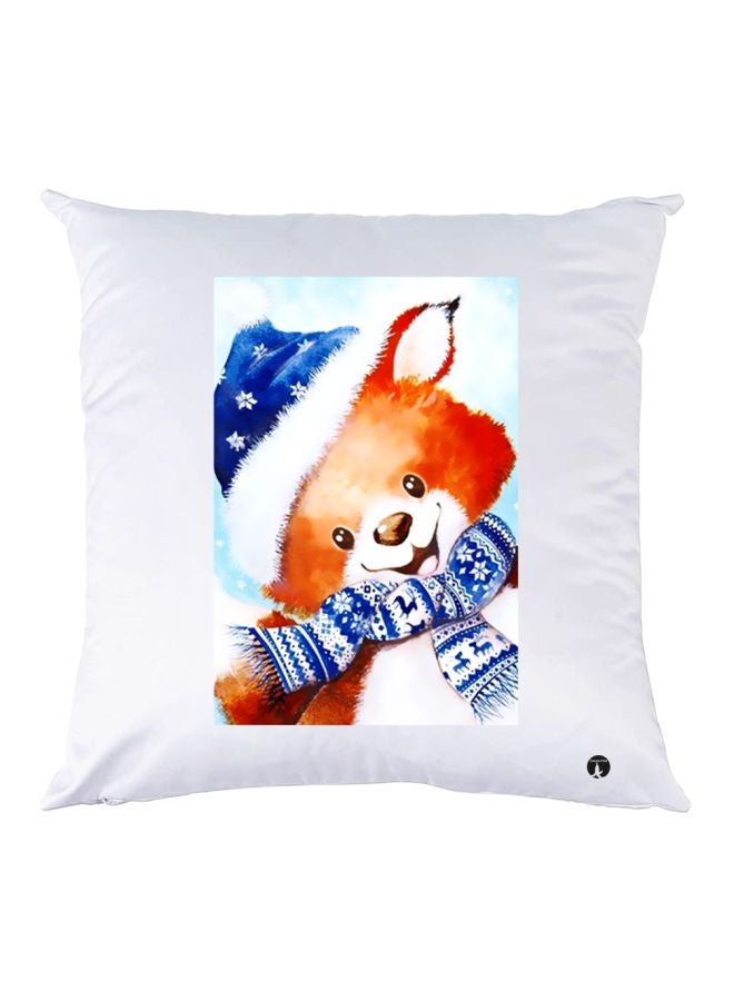 BP Teddy Bear Printed Throw Pillow White/Brown/Blue 30x30cm