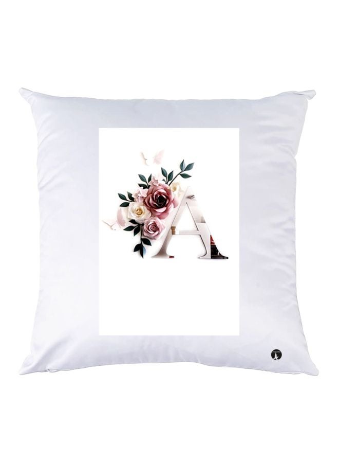 BP Letter A Printed Throw Pillow Polyester White/Pink/Green 30x30cm