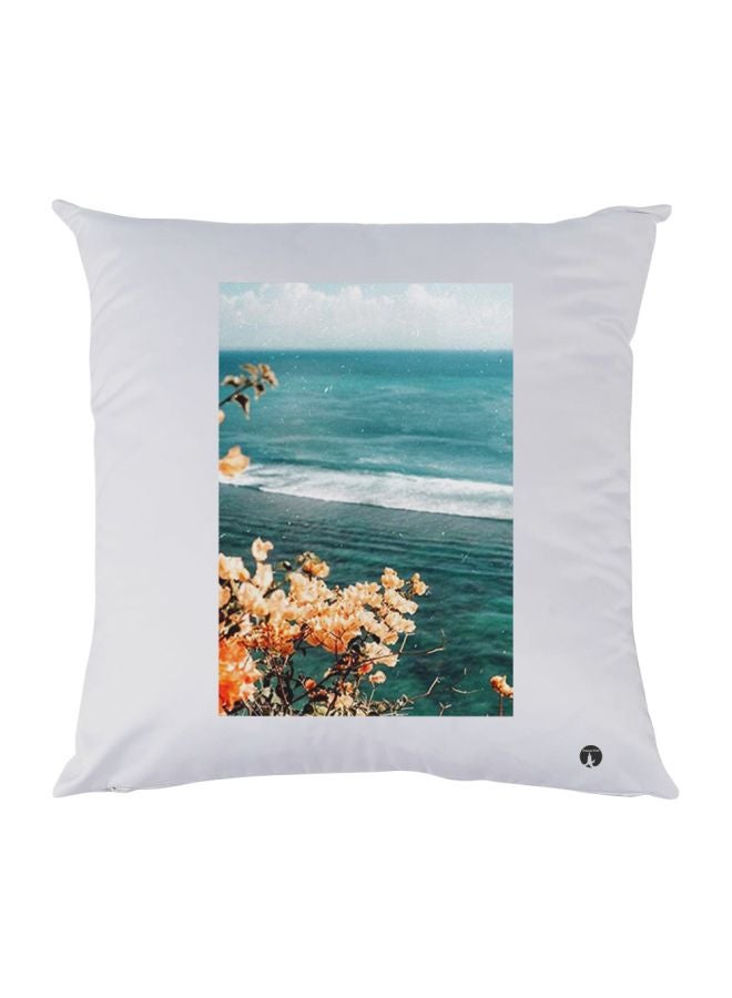 BP Sea Printed Decorative Throw Pillow White/Blue/Coral 30x30cm