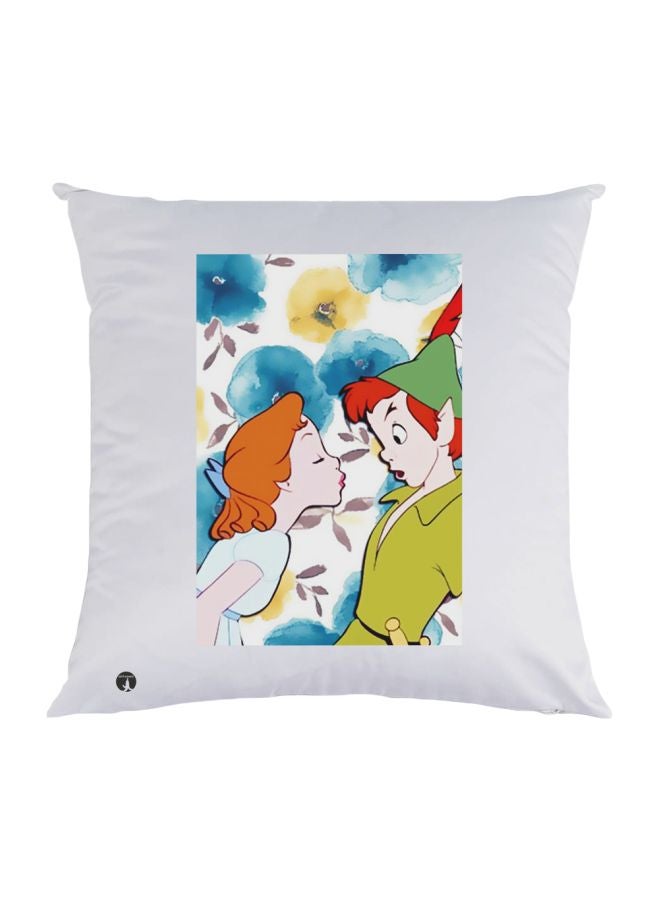 BP Cartoon Character Printed Decorative Throw Pillow White/Green/Blue 30x30cm