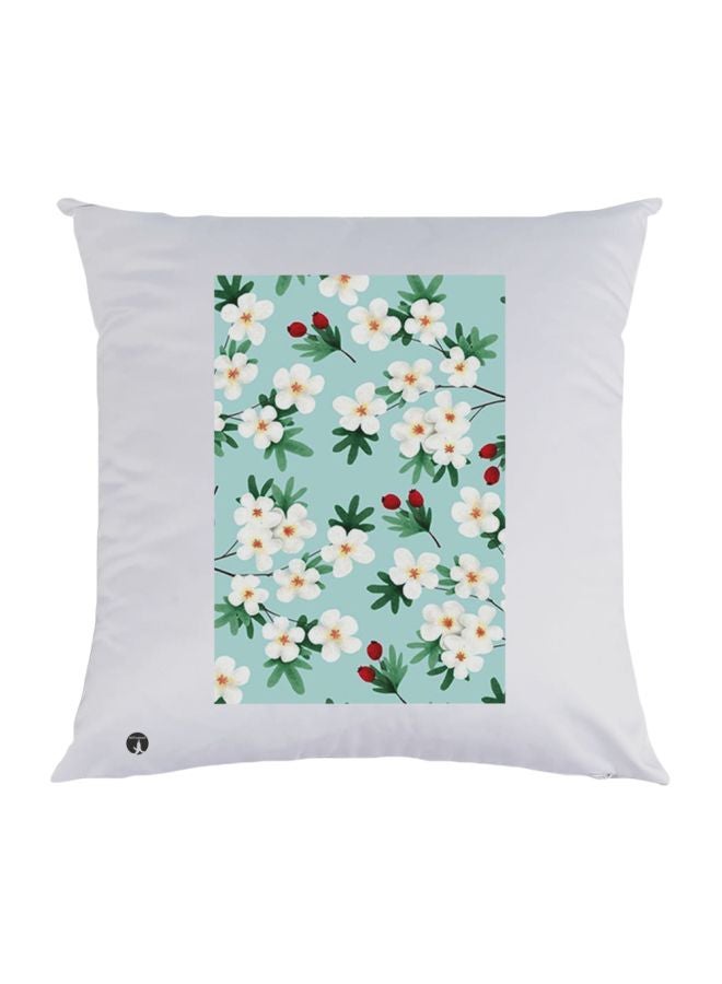 بي بي وسادة ديكور بطبعة زهور أبيض/ فيروزي/ أخضر 30x30سم