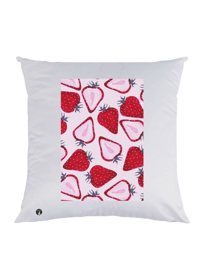 BP Strawberry Printed Decorative Throw Pillow White/Red/Pink 30x30cm