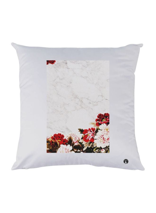 وسادة ديكور مزينة بطبعة زهور أبيض/أحمر 30x30سم