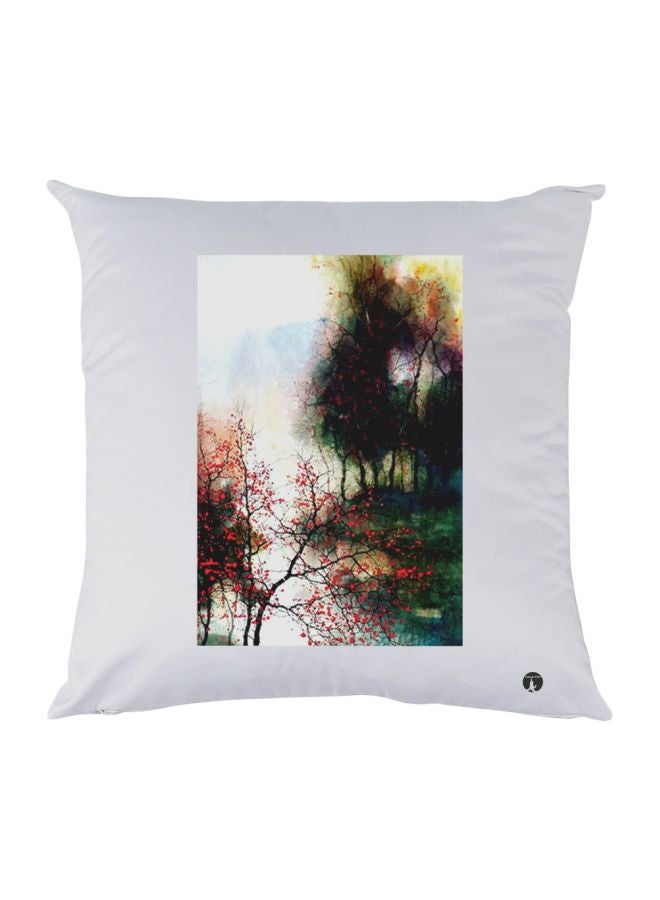BP Nature Printed Decorative Throw Pillow White/Green/Red 30x30cm