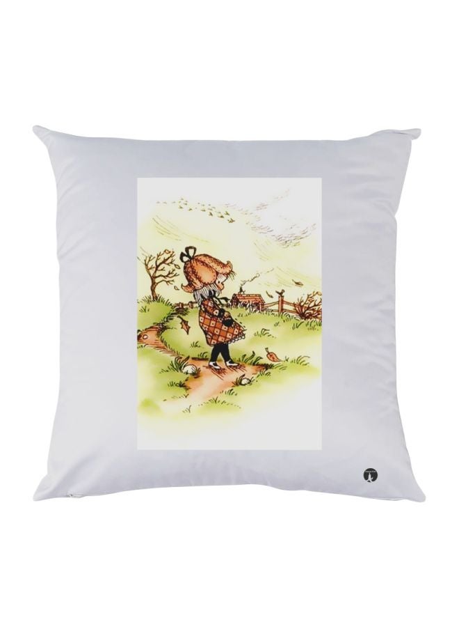 BP Cartoon Printed Decorative Throw Pillow White/Green/Brown 30x30cm