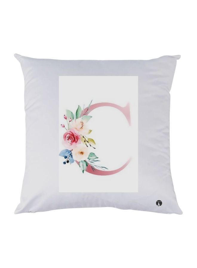 BP Letter Printed Decorative Throw Pillow White/Pink/Blue 30x30cm