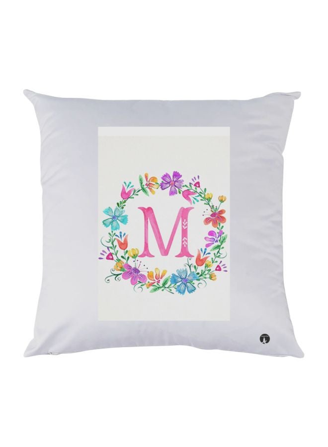 BP Letter Printed Decorative Throw Pillow White/Pink/Purple 30x30cm