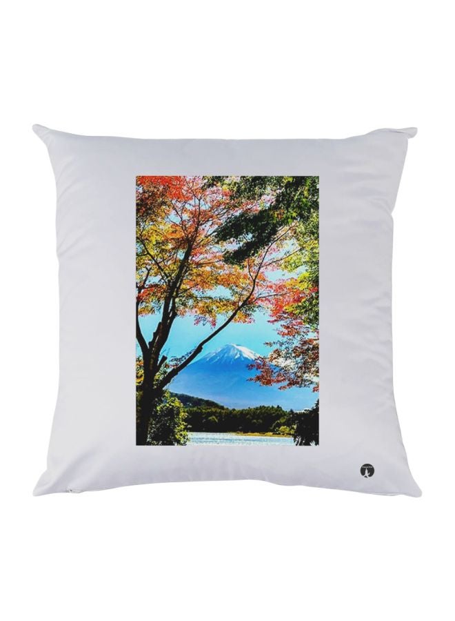 BP Nature Printed Decorative Throw Pillow White/Blue/Green 30x30cm