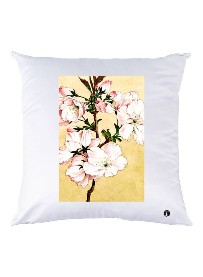 BP Floral Printed Decorative Throw Pillow White/Brown/Pink 30x30cm