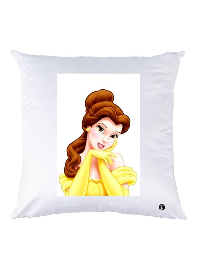 بي بي وسادة زينة للديكور بطبعة رسومات كرتونية على شكل أميرة أبيض/بني/ أصفر 30x30سم