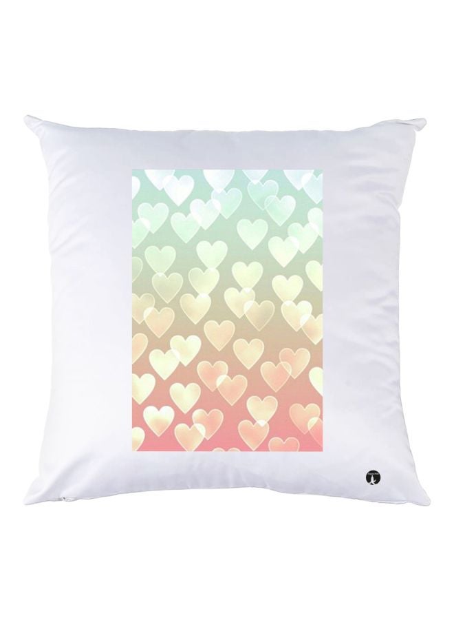 BP Heart Printed Decorative Throw Pillow White/Green/Pink 30x30cm
