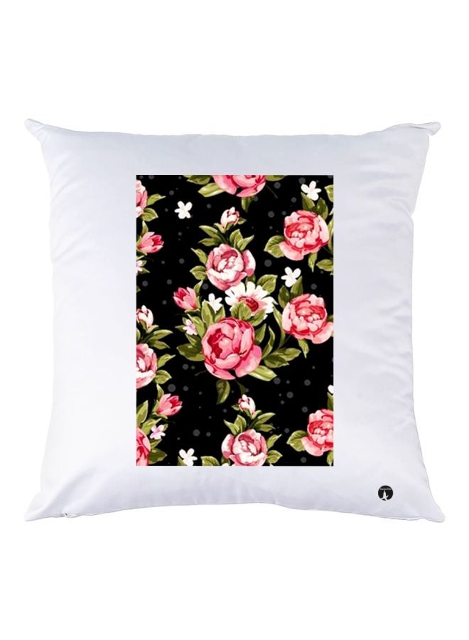 بي بي وسادة زينة للديكور مزينة بطبعة زهور أبيض/وردي/أخضر 30x30سم