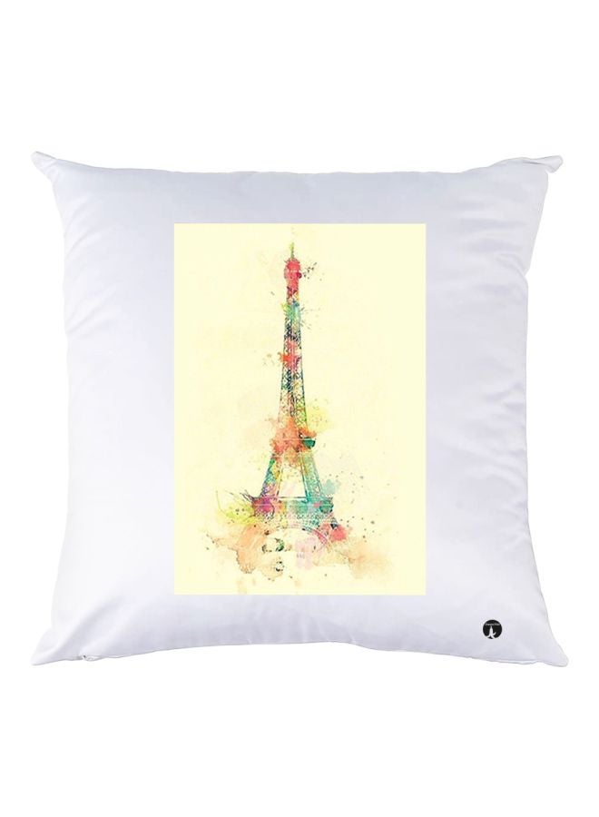 بي بي وسادة زينة بطبعة برج إيفل أبيض/أصفر/أخضر 30x30سم