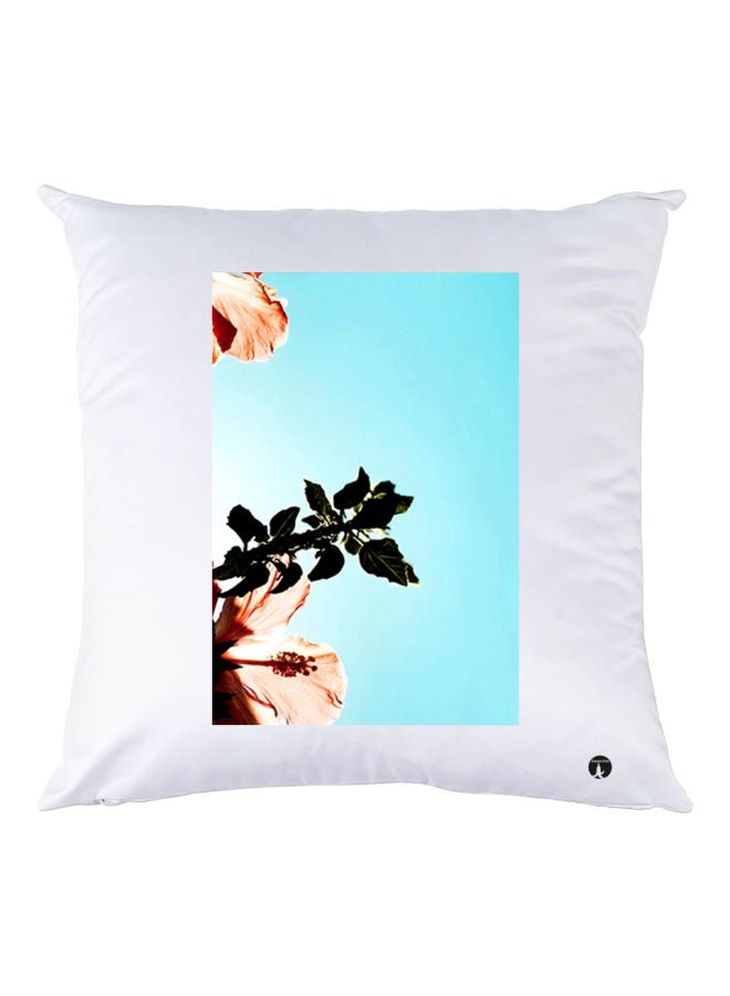 بي بي وسادة زينة للديكور بطبعة زهرة الكركديه أبيض/أزرق/برتقالي 30x30سم