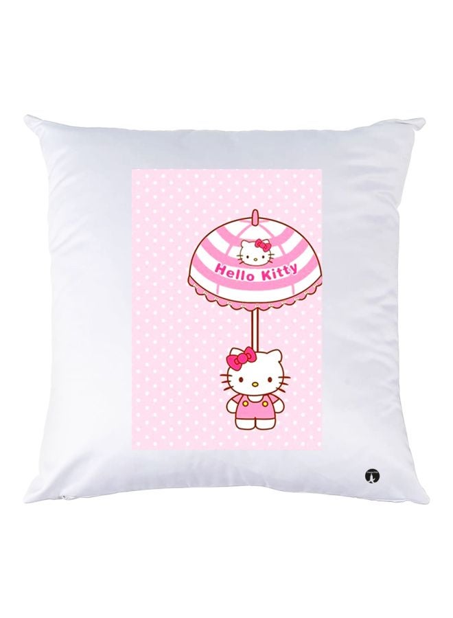 BP Hello Kitty Printed Throw Pillow White/Pink 30x30cm